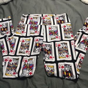 LulaRoe OS card leggings worn once